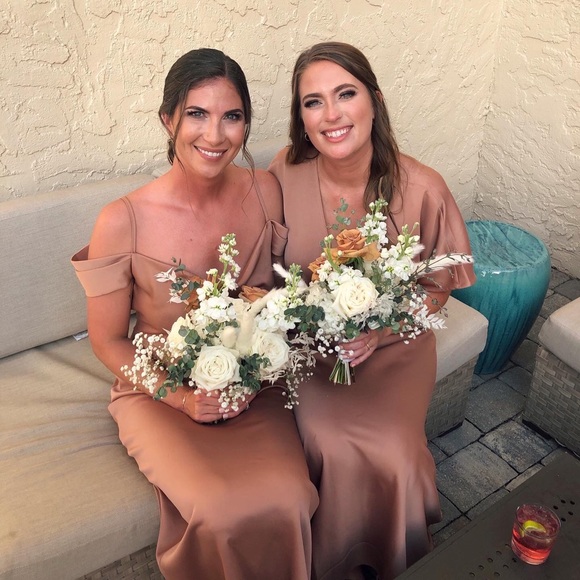 Elegant silk BHLDN dress in sand dune - Picture 2 of 4